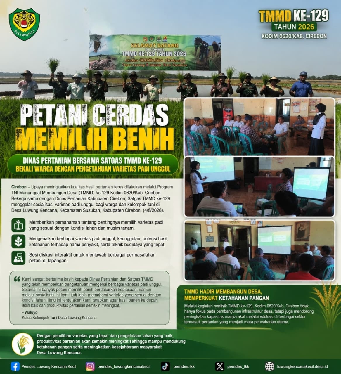 Petani Cerdas Memilih Benih, Dinas Pertanian Bersama Satgas TMMD ke-129 Bekali Warga dengan Pengetahuan Varietas Padi Unggul